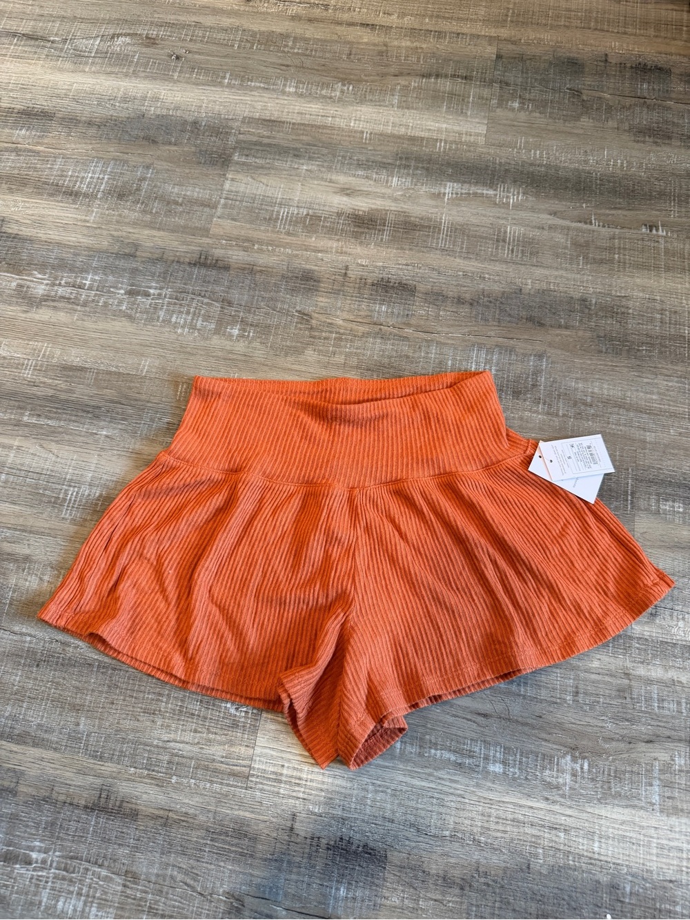 Auden Orange Ribbed High-Waist Skort
